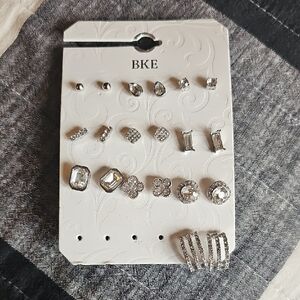 BKE Silver-Tone Crystal Earring Set - Clear/Silver